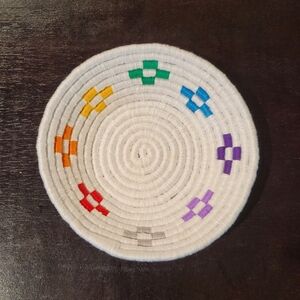 Unique handmade bowl - white with multicolor design